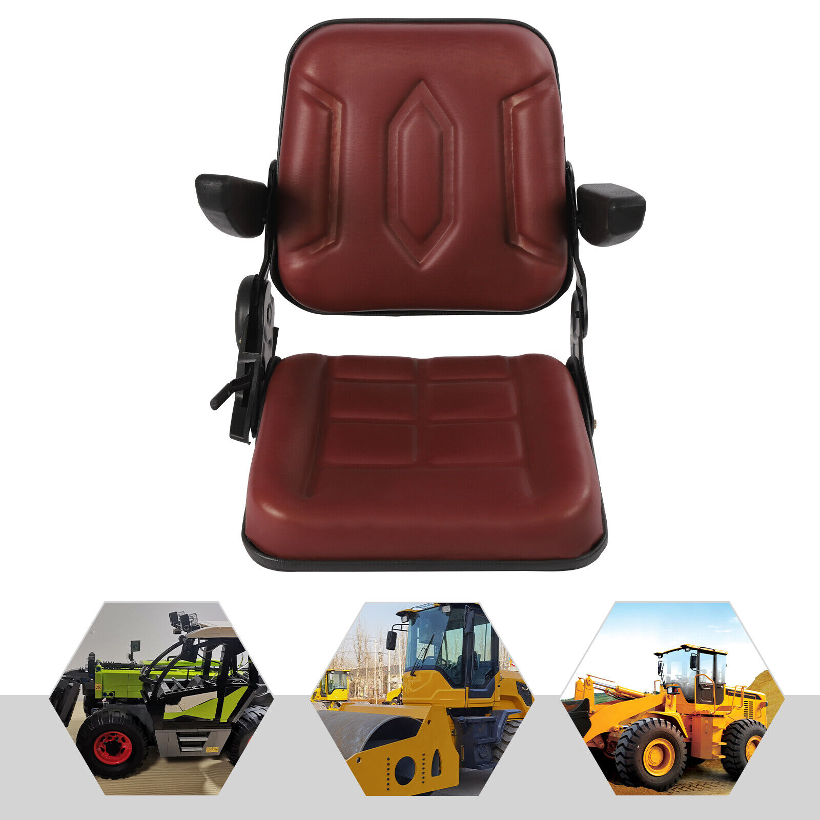 Lawn Mower Forklift Digger Tractor Cushion Seat W/ Armrest Backrest