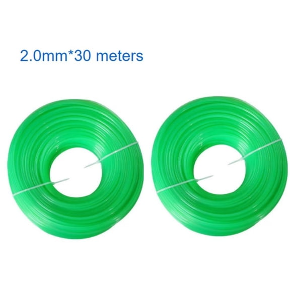 Lawn Mower Grass Trimmer Line Set Nylon 2 Rolls 30M Each 1.6mm And 2.0mm Thickness Replacement Spool For Brushcutter And String Trimmer In Orange And Green (2.0mm green)