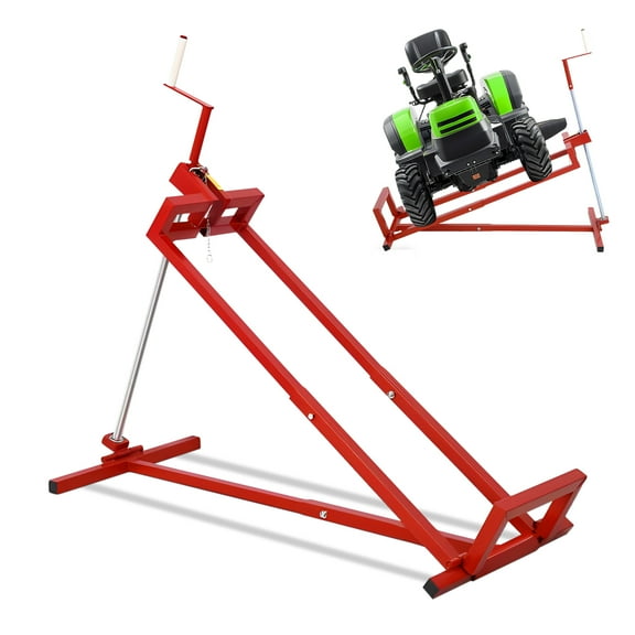 Lawn Mower Lift Jack, 880LBS Capacity for Riding Mower Lift, Telescopic Maintenance Jack with Crank Handle & Power Tool Handle, Space-Saving Foldable Lawn Tractor Lifter for Garden Tractors