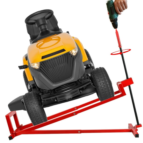 Lawn Mower Lift Jack, Lifting Platform 882 Lbs Weight Capacity Telescopic Maintenance Jack with Manual Handle and Power Tool Handle, Ride on Lawn Mower for Garden Tractors & Lawn Mowers, Red