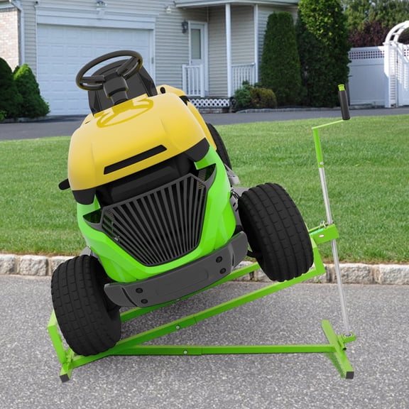 Lawn Mower Lift Jack, Supports up to 880 lbExtendable Steel Servicing Jack with Manual Lever & Power Tool Grip, Green
