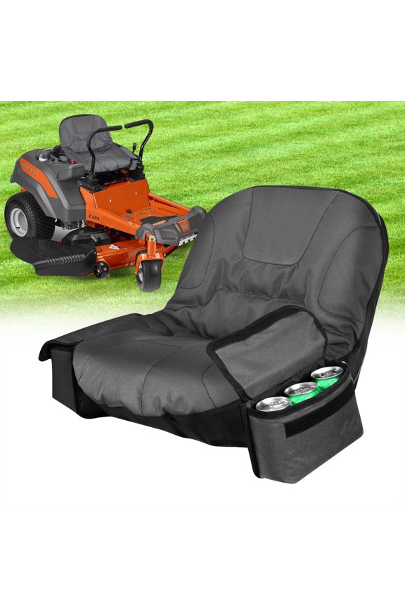 Lawn Mower Seat Cover, TSV Durable Tractor Seat Cover, Waterproof Riding Mower Seat Cushion with Pouch