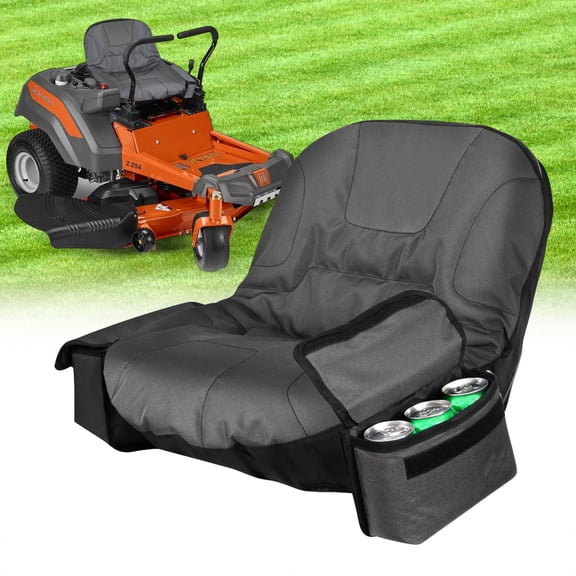 Lawn Mower Seat Cover, TSV Durable Tractor Seat Cover, Waterproof Riding Mower Seat Cushion with Pouch
