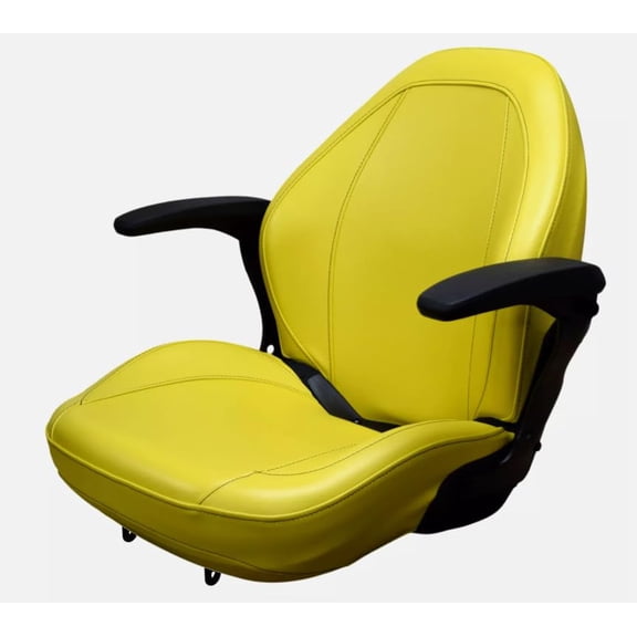 Lawn Mower Seat w/Flip-up Brkt; Compatible with John Deere Tractors: X300 Series: X300, X300R, X304, X320, X324, X340, X360; & X500 Series: X500, X520, X530; Yellow; 310001YE+901003-J5