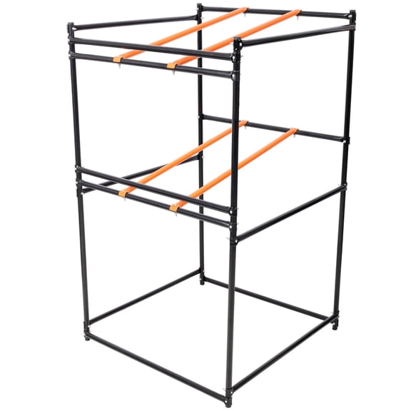 Lawn Mower Storage Rack, 3-Tier Heavy Duty Steel Display Stand for 3 Lawn Mowers, 330LB Capacity, Black & Orange