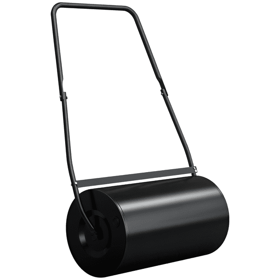 Lawn Roller, Heavy Duty Steel Garden Rolling Drum with 46L Water Capacity and U-Shaped Handle for Grass Flattening, Black