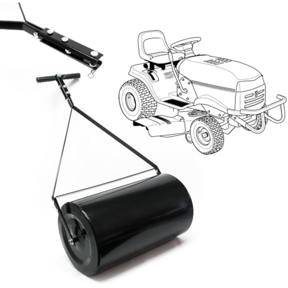 Lawn Roller, Tow Behind Water-Filled Yard Roller with Push/Pull Combo, 16 Gallon Capacity, Easy-Turn Tethered Plug, Durable Poly Drum, Smooths Soil & Sod, Premium Garden Tool, 14"x24"$$Garden & Patio