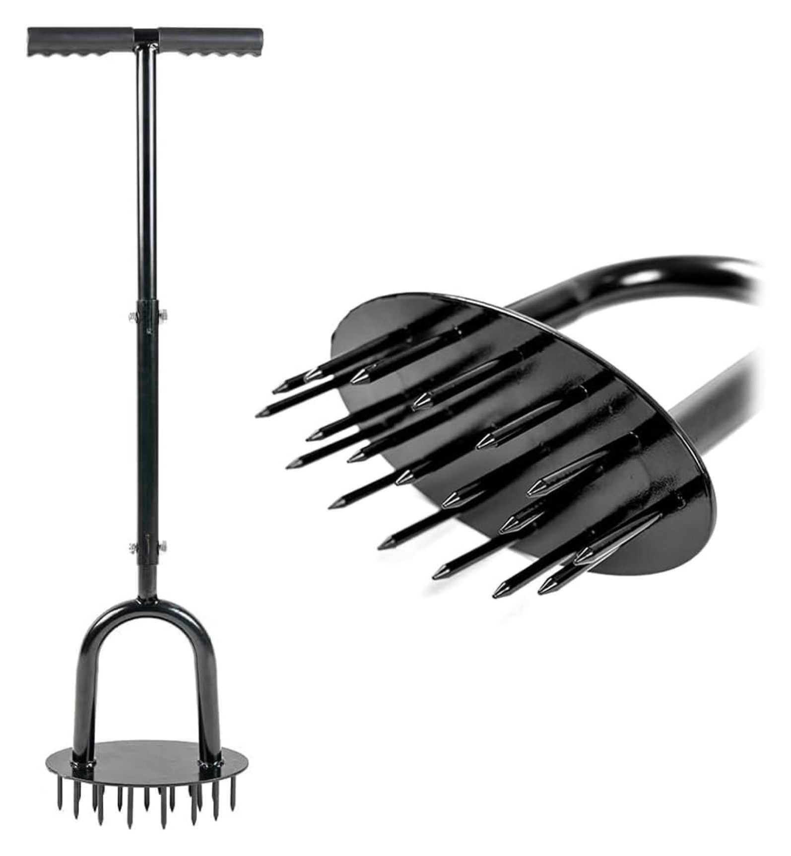 Lawn Spike Aerator Manual Aeration Tools with 15 Spikes THandle Grass
