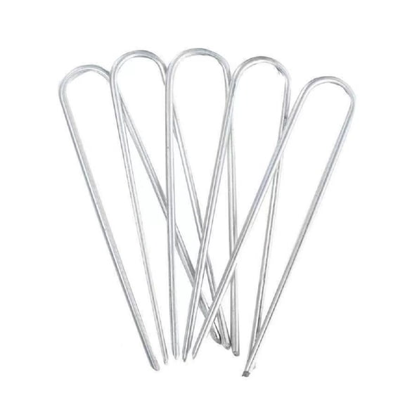 Lawn Spikes 50 Pack - 1.57x7.87 Inch Curved Metal Stakes for Turf, Shade Nets & Pipe - Windproof Garden Ground Stakes, Durable Steel Anchors