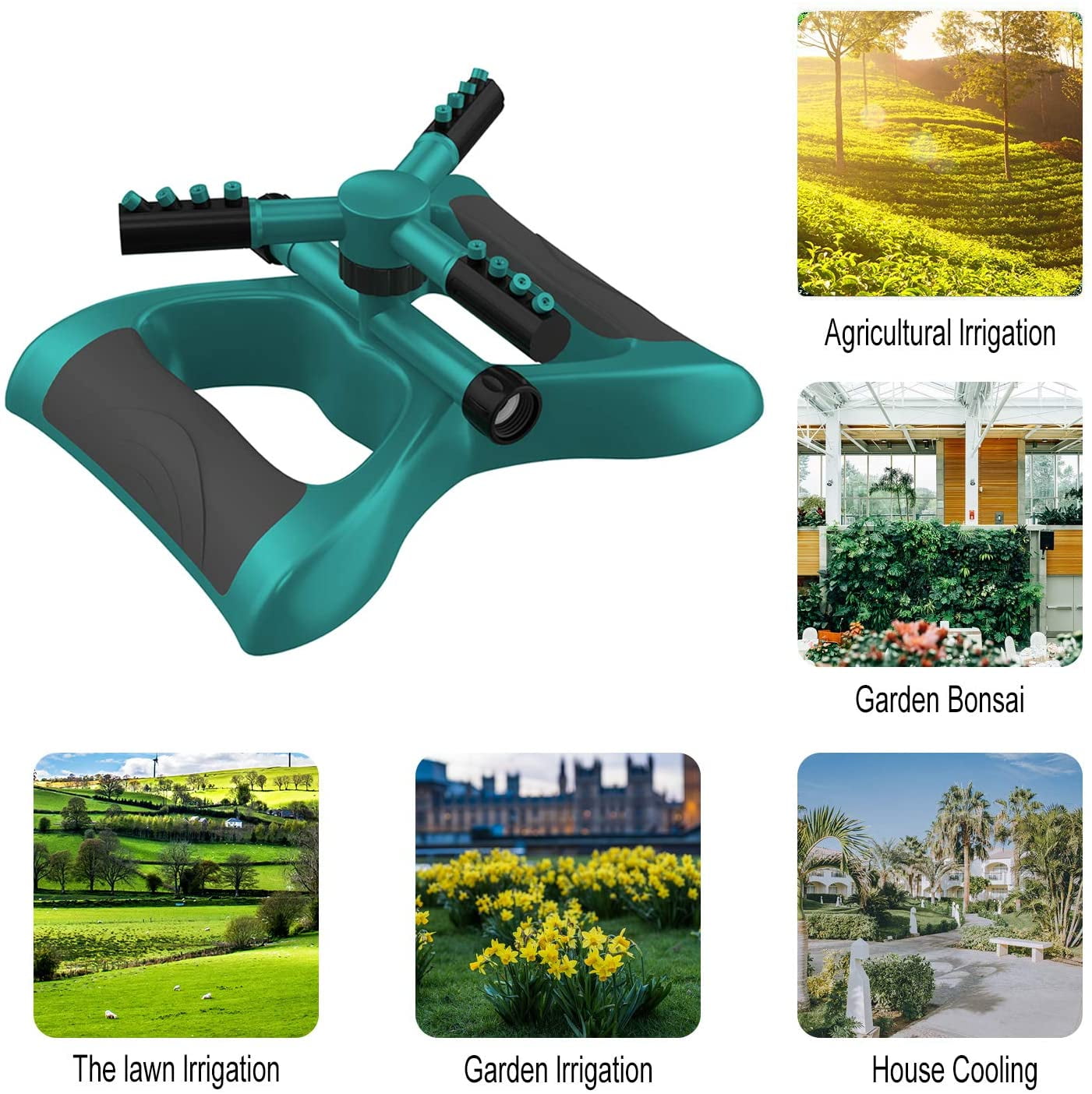 Lawn and Yard Grass Sprinkler, 360 Rotating Adjustable