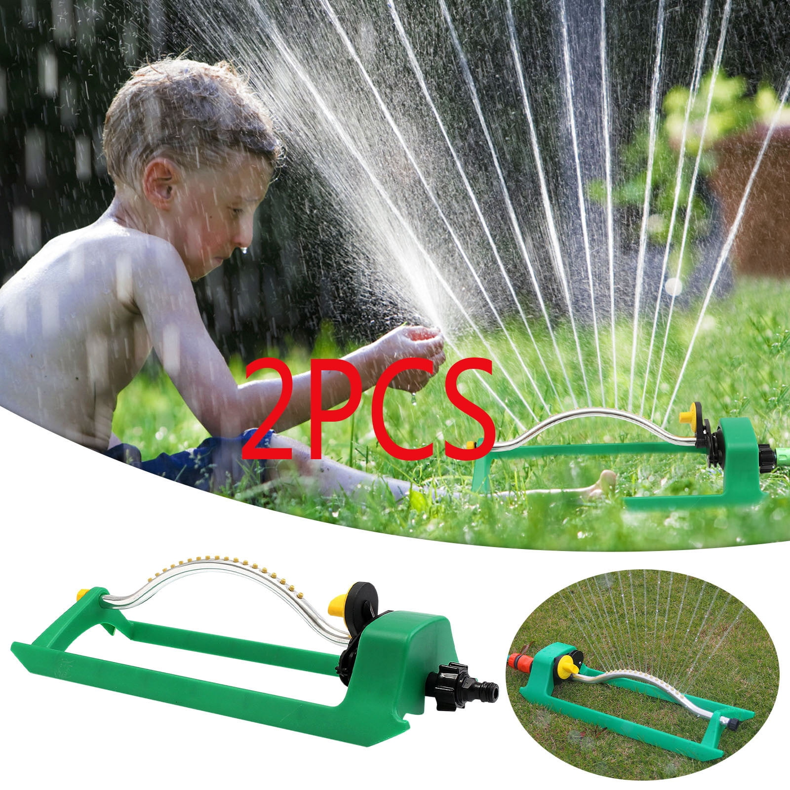 Lawn Sprinkler, Sprinklers for Yard,Water Sprinkler for Lawn,HH Together Oscillating Sprinkler with Hole Brass Nozzles, Water Sprinkler for Lawn & Garden Covers, with Adjustable Spray Easy Adjust
