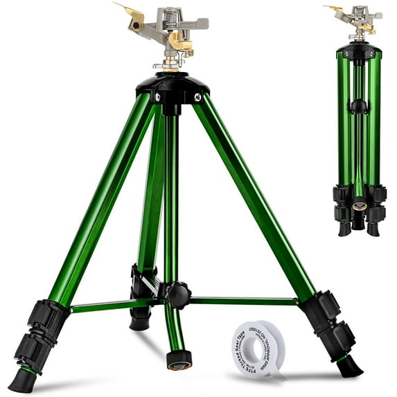 Lawn Sprinklers for Yard, 360°Tripod Sprinklers for Large Area, 3/4" Connector, Adjustable Height 16-37”, Heavy Duty Sprinklers for Garden, Yard, Patio