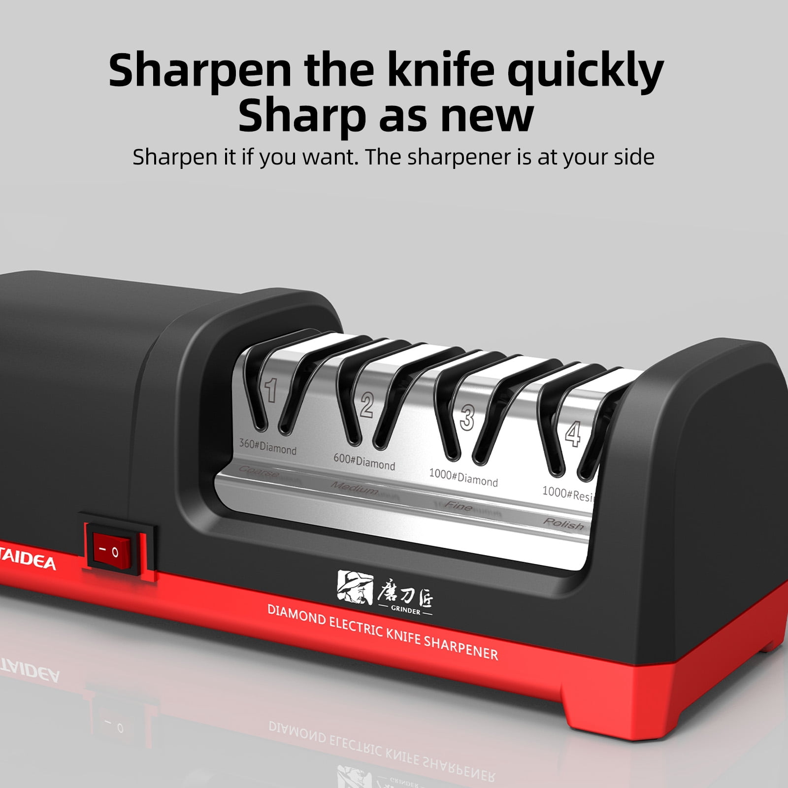 Lawn Supplies Knife TG2102 4 Stage Electric Knife Sharpener 20-Degree Grinding Edge Knife Sharpener for Kitchen Knives with Sharpening and Polishing Applicable to Straight Knife and