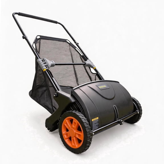 Grass One 21 Inch Push Lawn Sweeper with Adjustable Height, 3.65 cu.ft Collection Bag and Durable PP Brushes