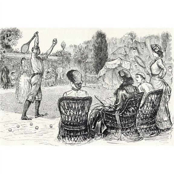 Lawn Tennis In 1883 Engraved From the Original Drawing In Punch Magazine From the Book the Century Illustrated Monthly M Poster Print - 34 x 24