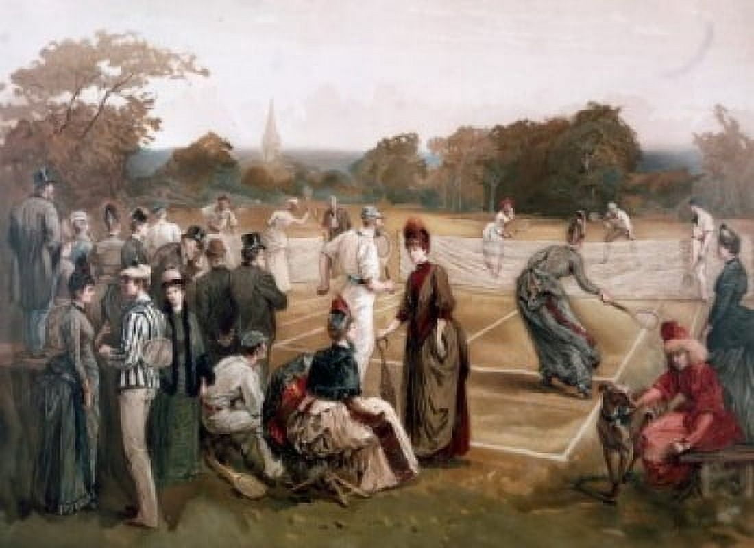 Lawn Tennis by Hy Sandham lithograph Canvas Art - Hy Sandham (18 x 24)