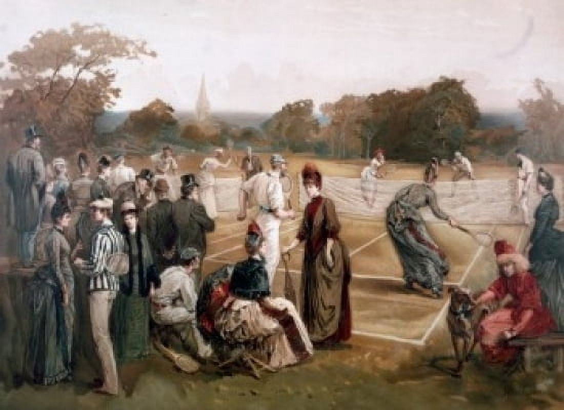Lawn Tennis by Hy Sandham lithograph Canvas Art - Hy Sandham (24 x 36)