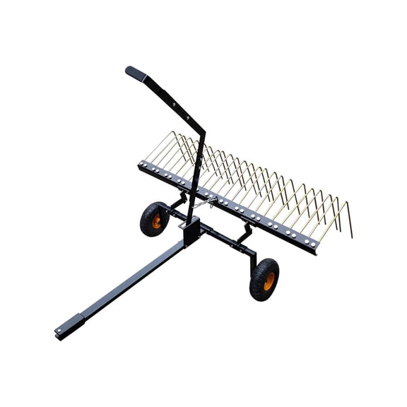 Lawn Tractor Rake 60 Inch, Dethatcher Tow Behind Rake For ATV,Pine Straw Rake With Lift Handle & 24 Steel Tines For Leaves,Pine Needles,Grass,