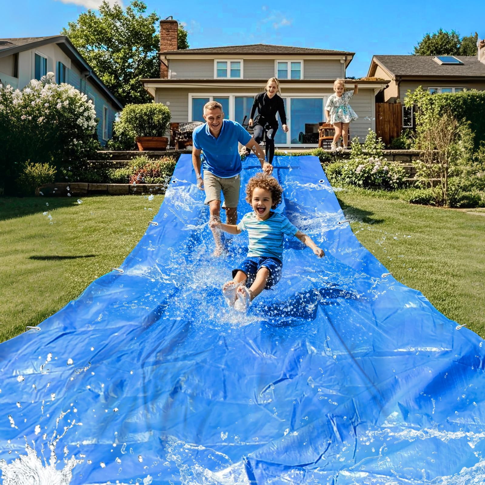 Lawn Water Slide 32.8ft x 9.8ft Heavy Duty Outdoor Summer Fun