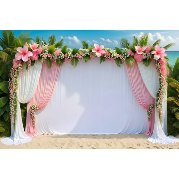 Lawn Wedding Ceremony Backgrounds For Photography Outdoor Feather Party Photo Backdrop Flower Curtain Photocall Props