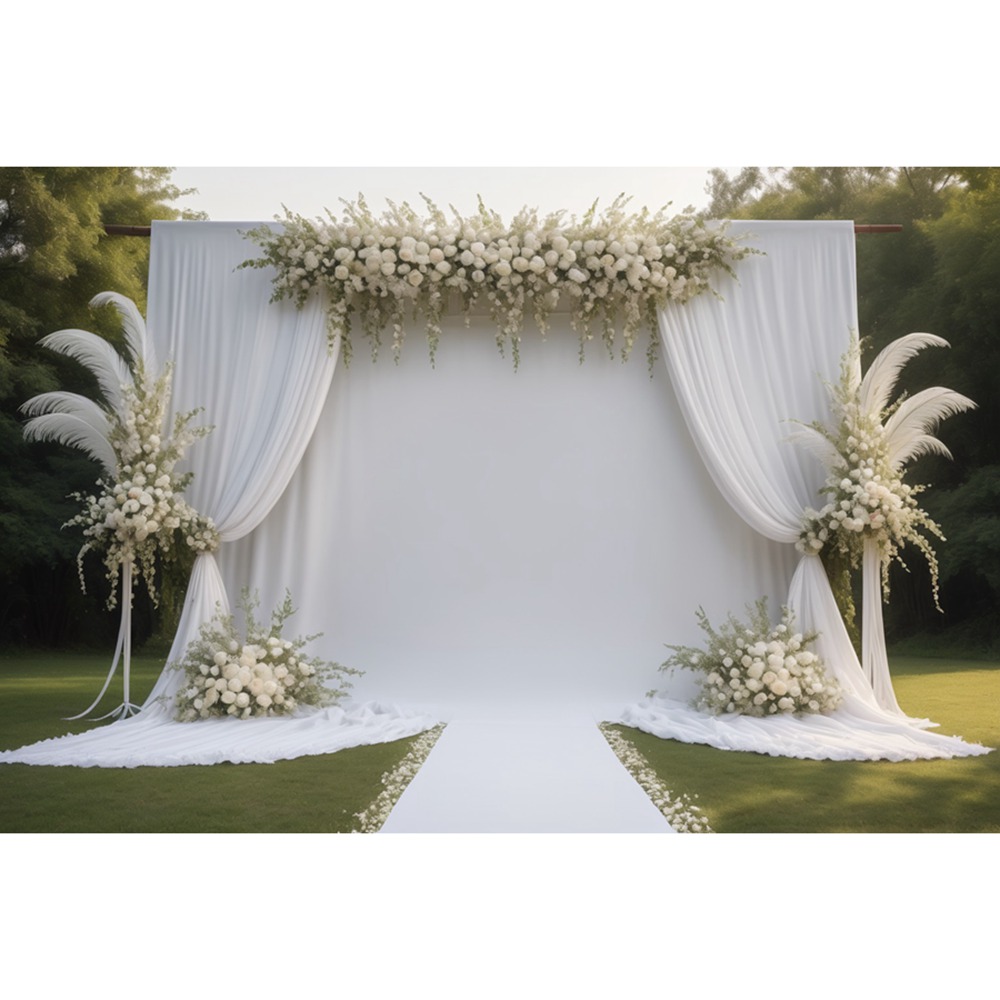 Outdoor Wadding Background Lawn Wedding Ceremony Backgrounds For Photography Outdoor Feather Party ...