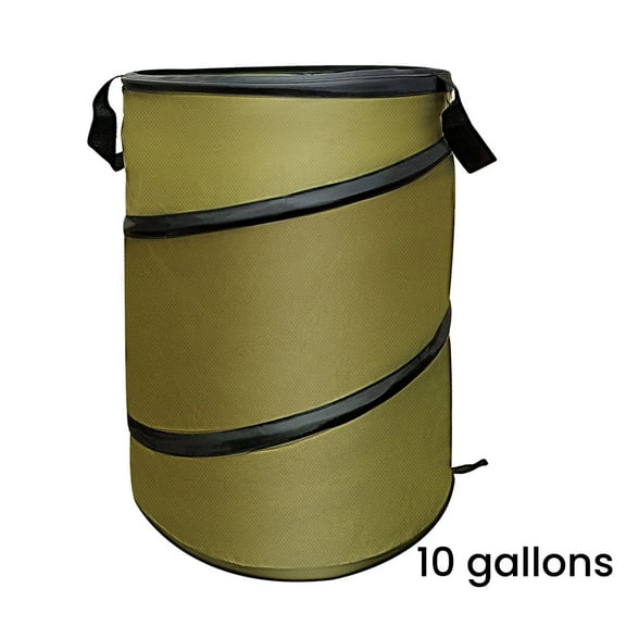 Lawn and Leaf Bag Outdoor Trash Can Camping Pop-Up Recycle Bin Reusable Collapsible Outside Garden Yard Trash Bag 10gallons
