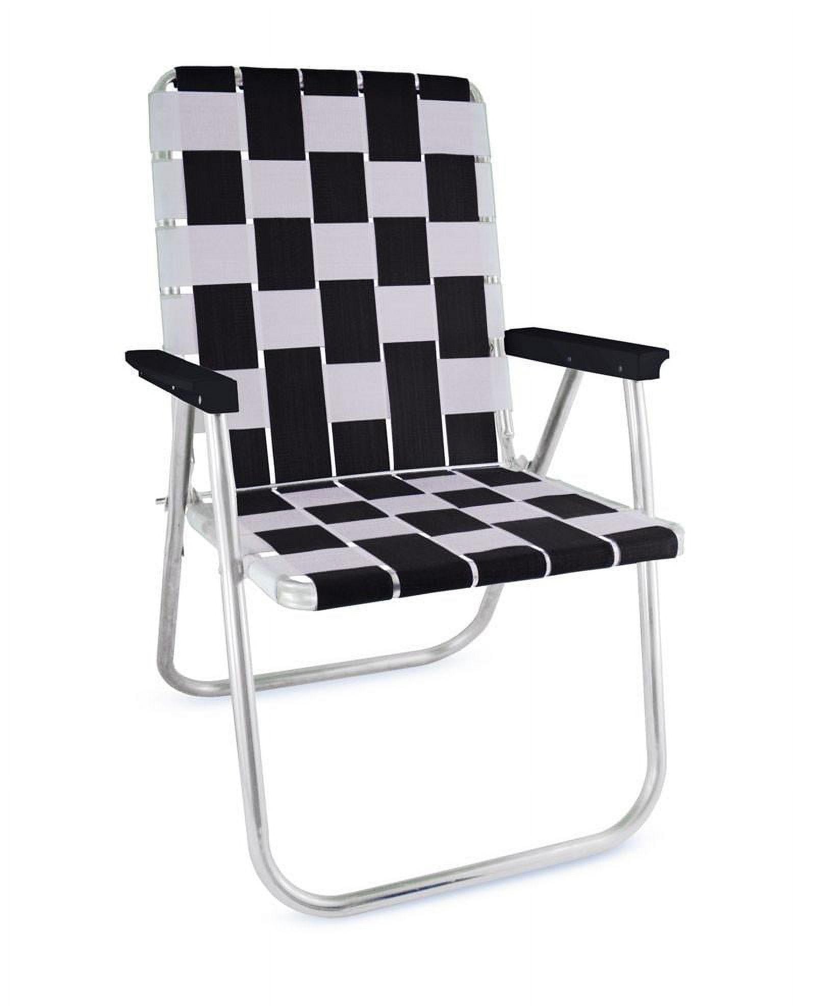 Lawn chair USA | Black and White Webbing | Crafted from UV-resistant polypropylene | Durable straps offer stylish replacement options for your outdoor seating | Long-lasting comfort and support - image 1 of 7