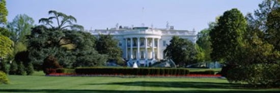 Lawn in front of a government building White House Washington DC USA Canvas Art - Panoramic Images (36 x 12)