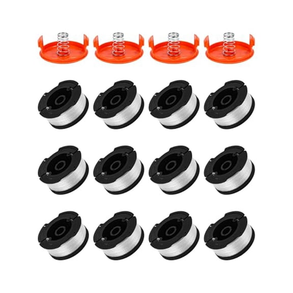 Lawn trimmer spool for AF100 spools 12 replacement spools + 4 covers + 4 springs