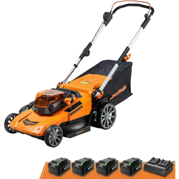 LawnMaster CLMF4821A Cordless Lawn Mower Brushless 48V MAX* 21Inch 3-in-1 Function Up to 1/2 Acre with 4X24V MAX* 4.0Ah Battery and a Dual Charger