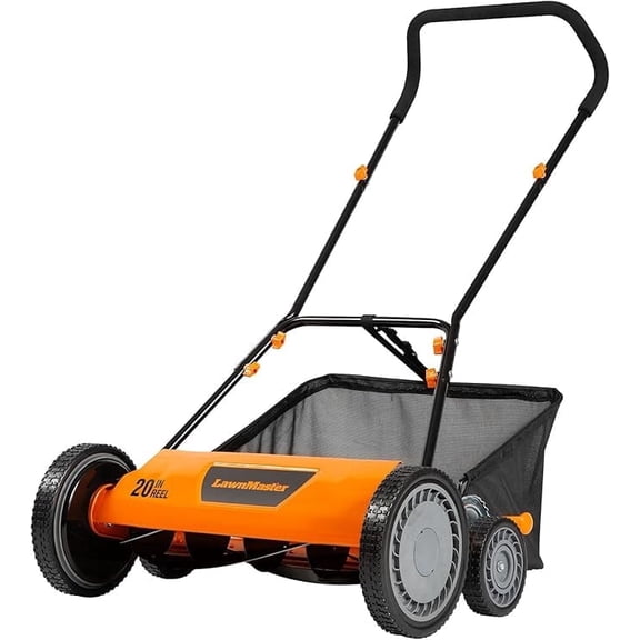 LawnMaster LMRM2001 20-Inch Manual Reel Lawn Mower, 9 Custom Cutting Positions (1.3"-2.6"), Eco-Friendly Motorless Design for Small & Medium Lawns