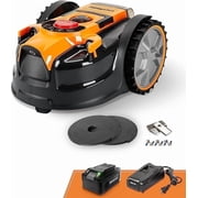 Newly Upgraded LawnMaster OcuMow  VBRM601YCM MAX Perimeter Wire Free Robot Lawn Mower Cuts Small Lawns 2000-3500 Square Feet with Optical Navigation, Obstacle Avoidance, Low Noise and No Go Function