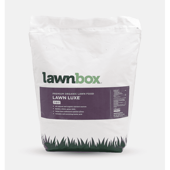 Lawnbox Lawn Luxe 7-0-7 100% Organic Summer Grass Fertilizer 28 lb Bag Covers 5,000 Sqft