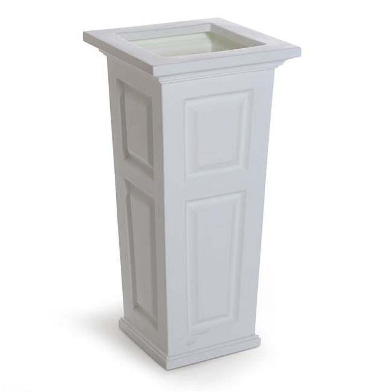 White Tall Resin Outdoor Planter with Self-Watering System