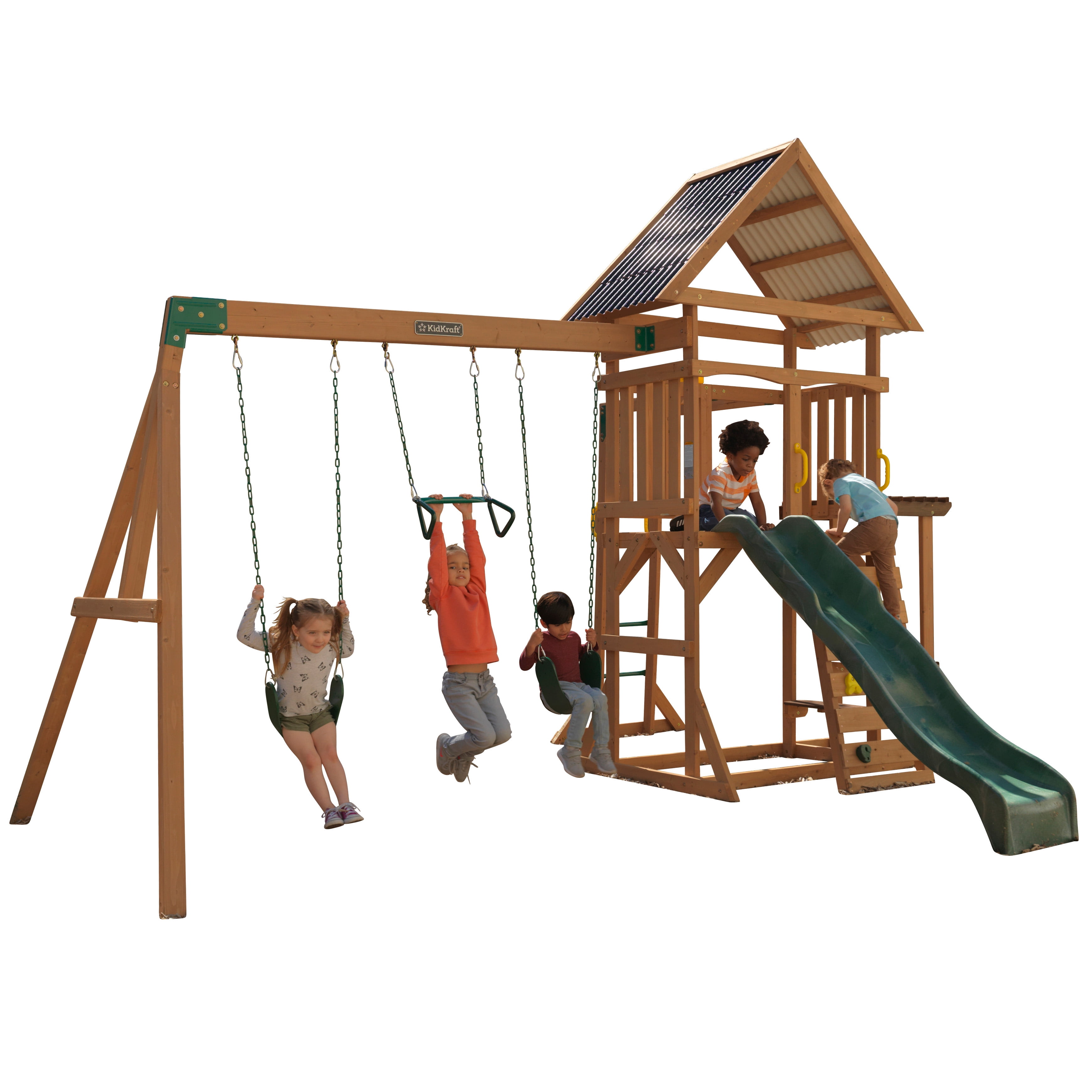 Lawnmeadow Wooden Swing Set / Playset with Swings, Slide, Sandbox