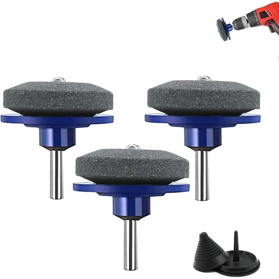 Lawnmower Dull Blade Sharpener,Universal Lawn Mower Blade Sharpener, Lawn Mower Blade Balancer-Garden Tool Sharpener Sharpening Stones for Power Hand Drill (3PCS)
