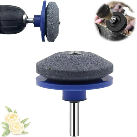 Lawnmower Dull Blade Sharpener, Upgraded Lawn Mower Blade Sharpener Tool Kits, Universal Lawnmower Blade Sharpener for Any Power Hand Dril High Temperature Resistance and Hardness (Blue 1pcs)