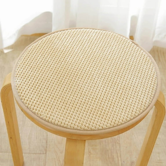 Lawor Round Seat Cushions For Stools With Ties Corduroy Breathable Bar Stool Cushions Cover Tatami Cushion Pillow Kitchen, Home, Office Chair Pads Beige 14 In