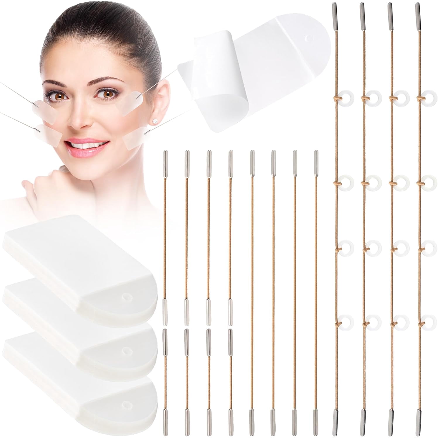 Lawq 80pcs Face Tape Lifting with 16pcs Lifting String, Instant ...