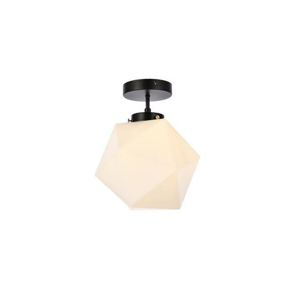 Lawrence 1 Light Black & White Glass Flush Mount
