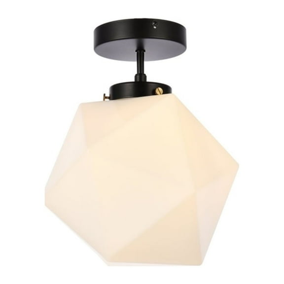 Lawrence 1 light black and white glass flush mount