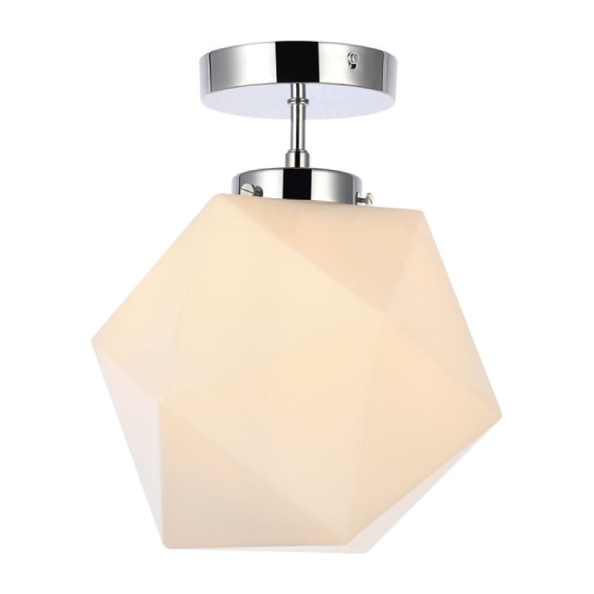 Lawrence Chrome and White Glass 1-Light Flush Mount