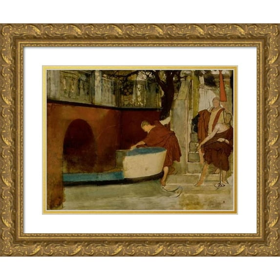 Lawrence Alma-Tadema 18x14 Gold Ornate Wood Frame and Double Matted Museum Art Print Titled - The Embarkation on the Barge