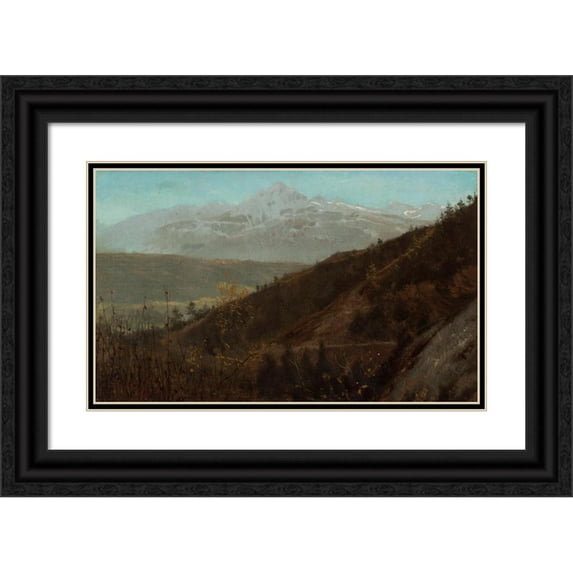 Lawrence Alma-Tadema 24x16 Black Ornate Framed Double Matted Museum Art Print Titled: Mountain Landscape (C. 1875-1912)