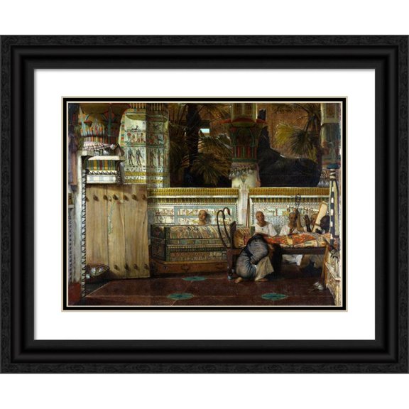 Lawrence Alma-Tadema 24x19 Black Ornate Framed Double Matted Museum Art Print Titled: The Egyptian Widow (1872)