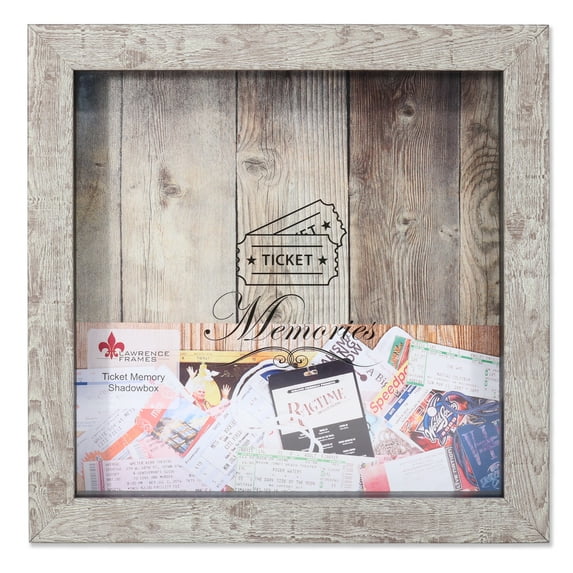 Lawrence Frames 10x10 Weathered Birch Shadow Box Ticket Holder