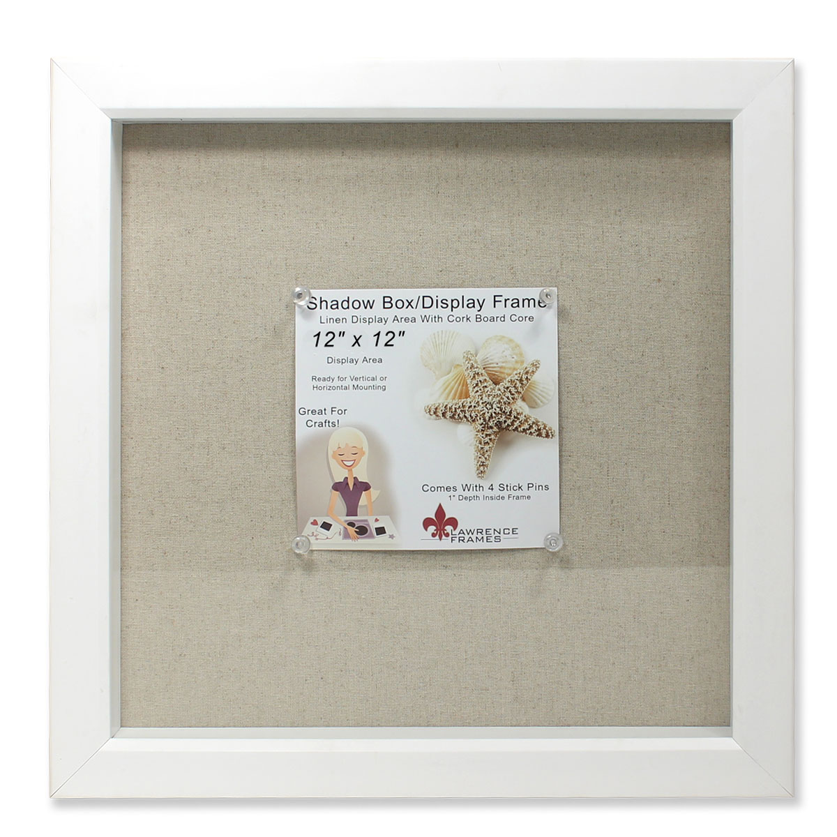 Lawrence Frames 12x12 White Shadow Box Frame - Linen Inner Display Board - image 1 of 3