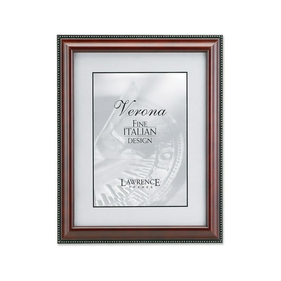 Lawrence Frames 4" x 6" Wooden Walnut Brown Picture Frame with Gold Beads 198746