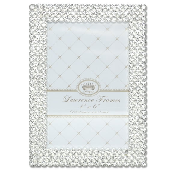 Lawrence Frames 4x6 Juliet Silver Metal Tabletop Picture Frame with Crystals