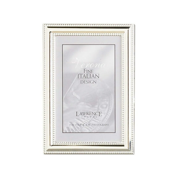 Lawrence Frames 4x6 Metal Picture Frame Silver-Plate with Delicate Beading 510746